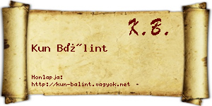 Kun Bálint névjegykártya